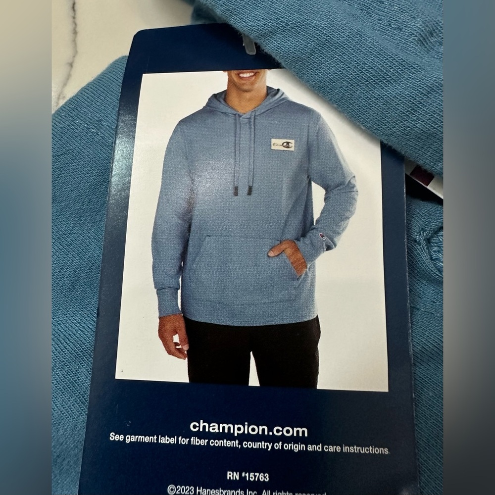 Champion Men’s Blue Pullover Hoodie – Lightweight Comfort Hoodie Size XL - Picture 4 of 6